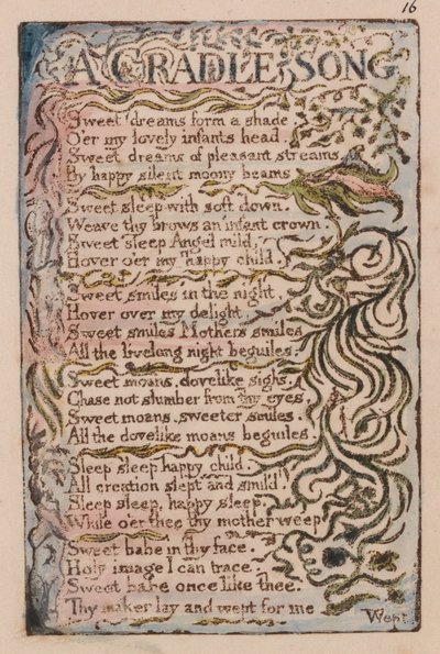 Lieder der Unschuld und der Erfahrung, Platte 16, Ein Wiegenlied (Bentley 16) von William Blake